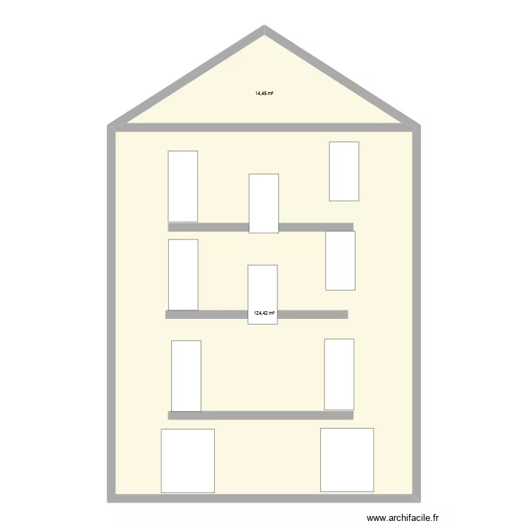 facade terrasse. Plan de 2  et 139 m²