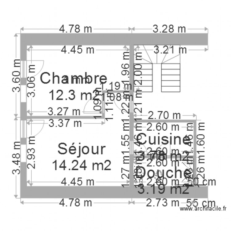 2 pièces 3ème étage ELECTRICITE. Plan de 0 pièce et 0 m2