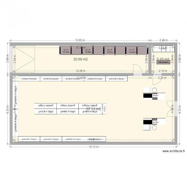 superette. Plan de 0 pièce et 0 m2