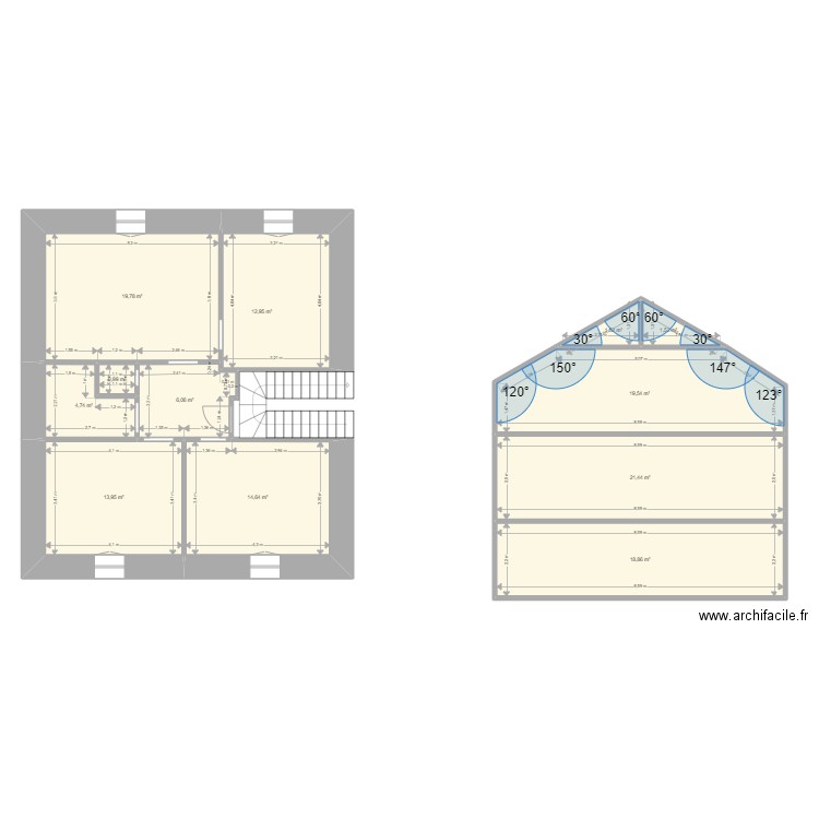 BIANCHI. Plan de 20 pièces et 237 m2