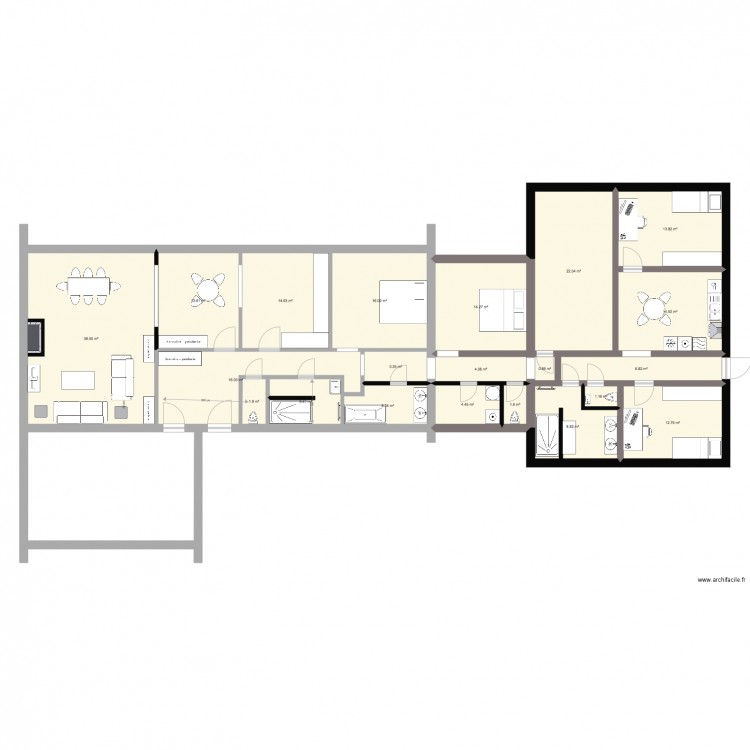 Vedrin après rénovation avec 2 étudiants bis. Plan de 0 pièce et 0 m2