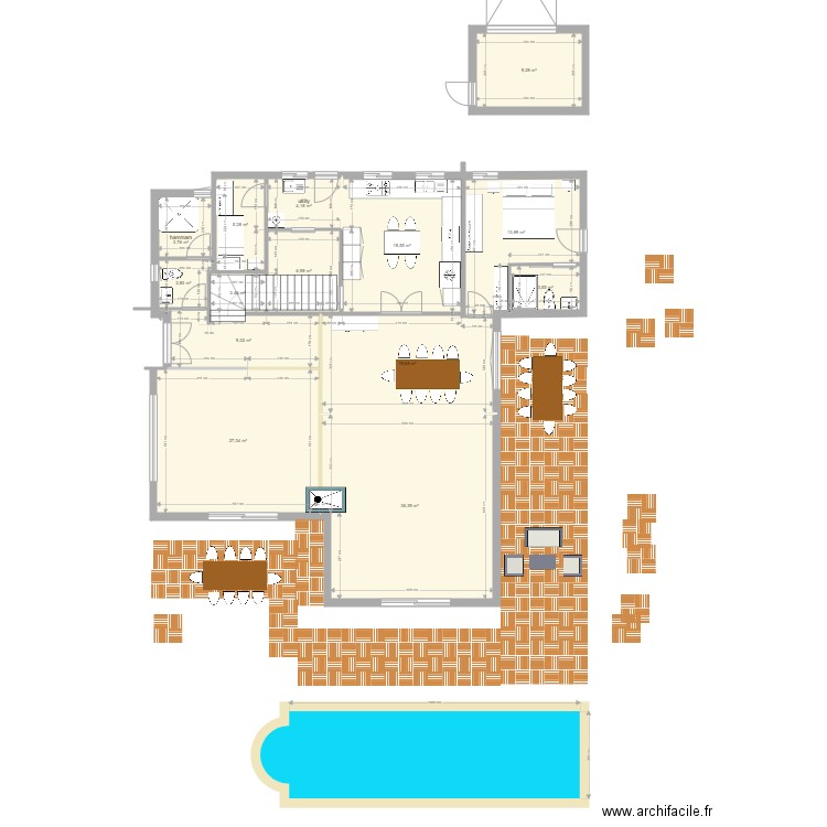 plan 180 exact initial. Plan de 14 pièces et 163 m2