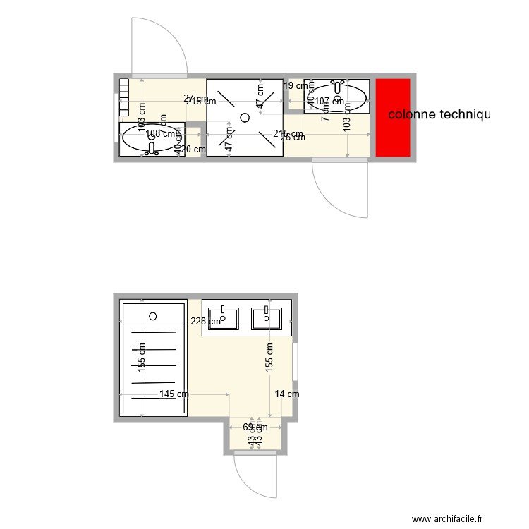 FAUVEY Julien projet. Plan de 3 pièces et 8 m2