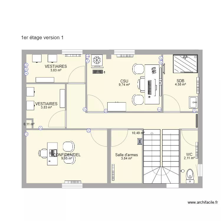 Poste Police Bornel 04 2021 ameublement &eacute;tage version 1. Plan de 