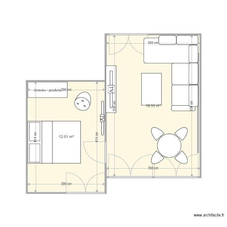 salon et chambre 3. Plan de 0 pièce et 0 m2