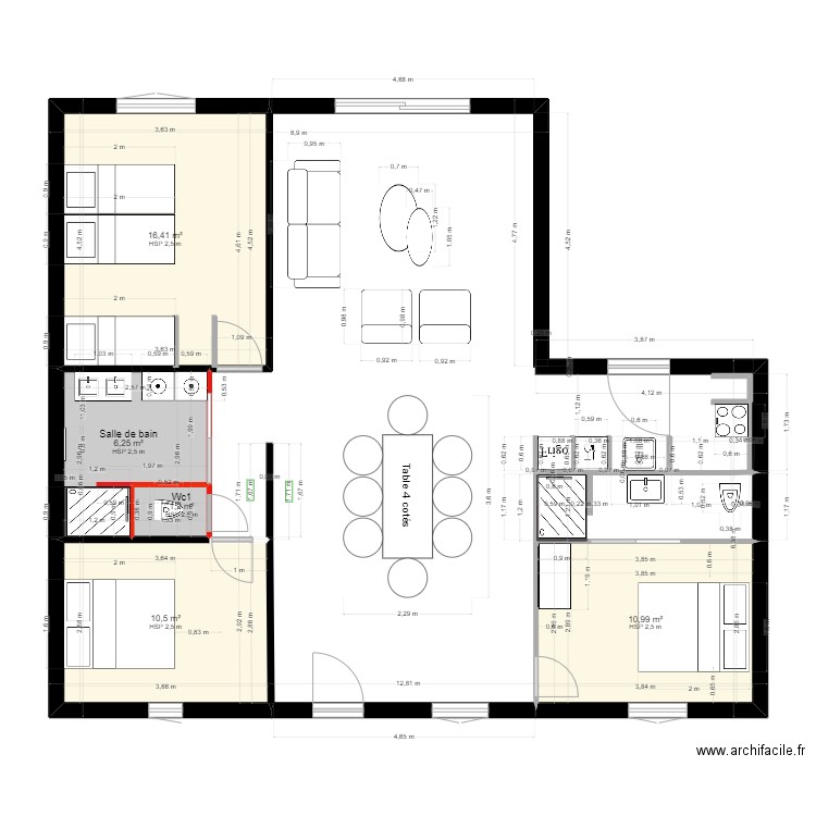 Audresselles V5MUz. Plan de 5 pièces et 45 m2