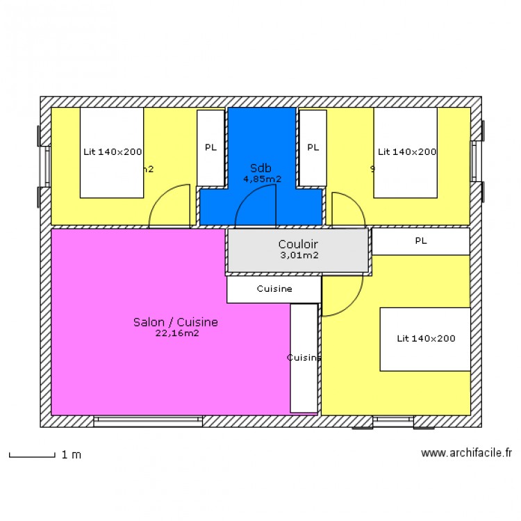 T4 72m². Plan de 0 pièce et 0 m2