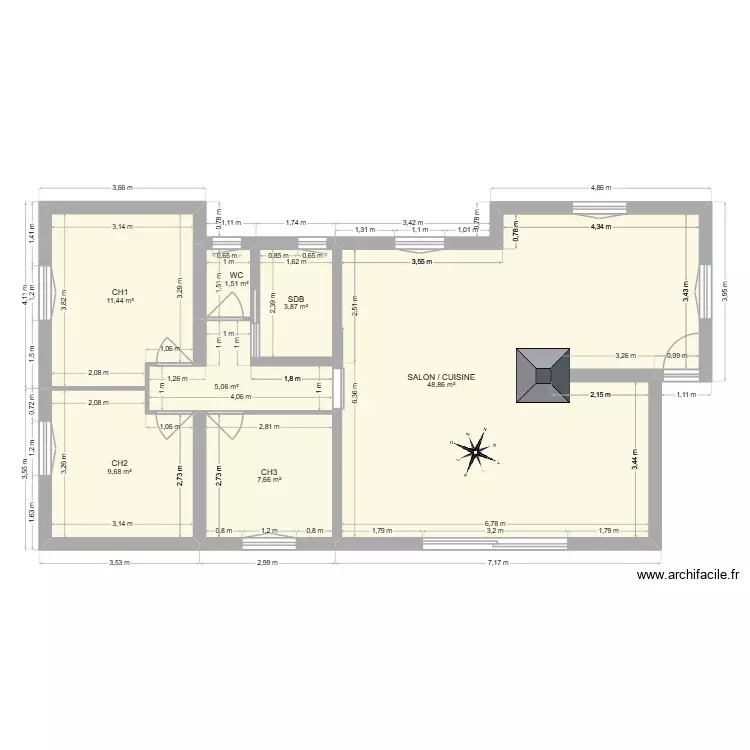 PLAN 2D - MAISON DES LORITZ V2. Plan de 7 Pièces et 88 m²