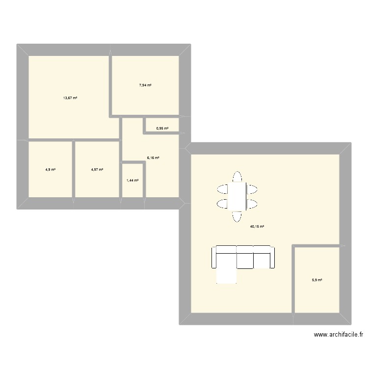lot 14 nov 25. Plan de 9 pièces et 86 m2