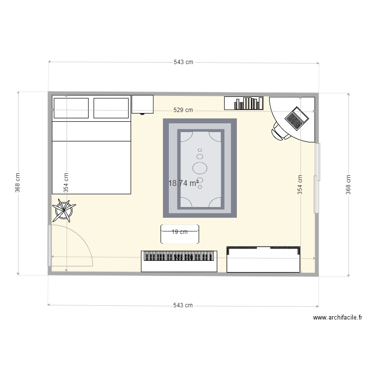 Noémie . Plan de 1 pièce et 19 m2