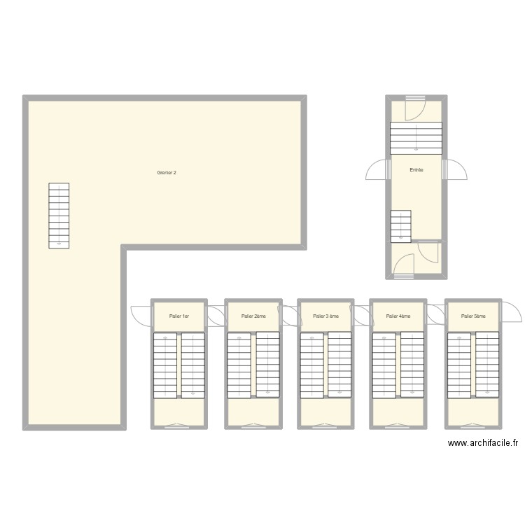 Croquis Palier et grenier. Plan de 0 pièce et 0 m2