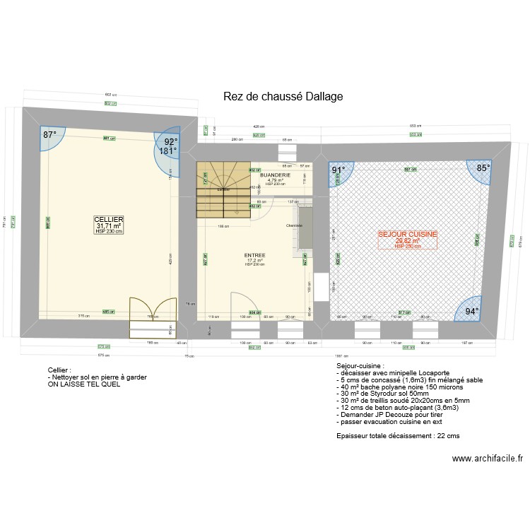 sagheat terrassement RDC Dallages. Plan de 12 pièces et 254 m2