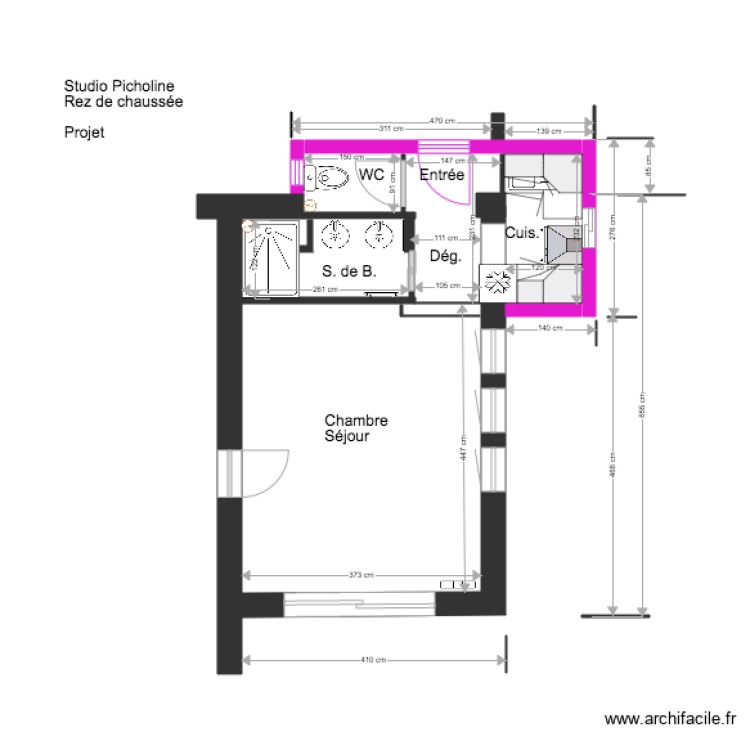 Studio Picholine Rez de chauss&eacute;e  3  3. Plan de 0 pièce et 0 m2