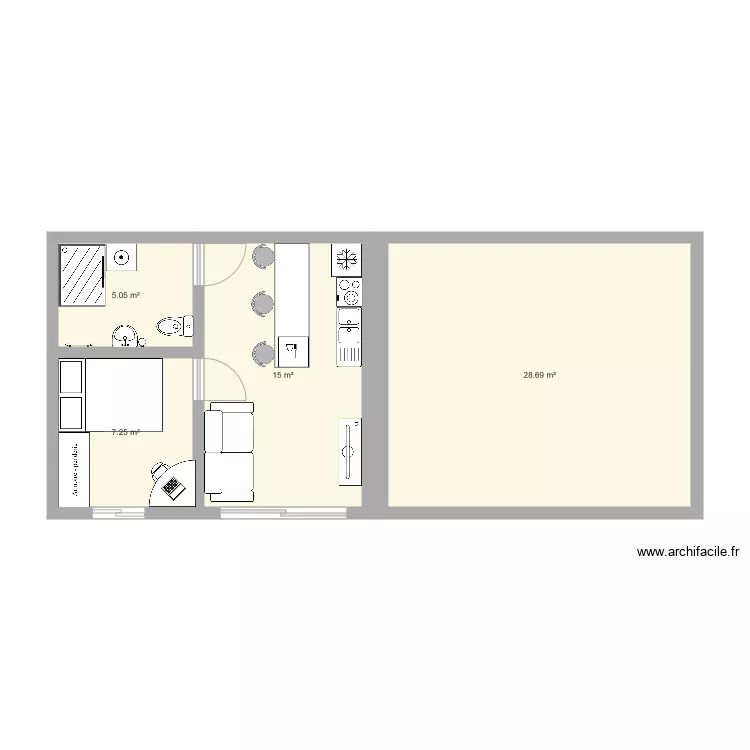 Appart T2 30m. Plan de 