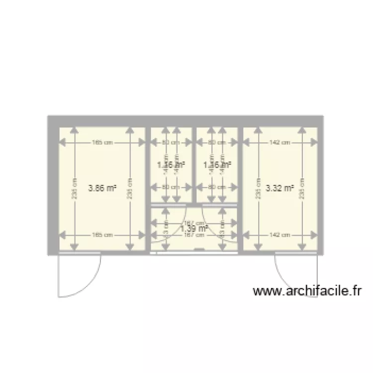 plan existant toilettes public Caudron. Plan de 