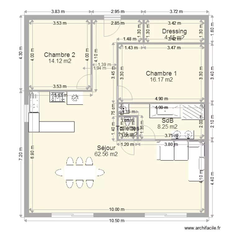 maison cube 10x10. Plan de 