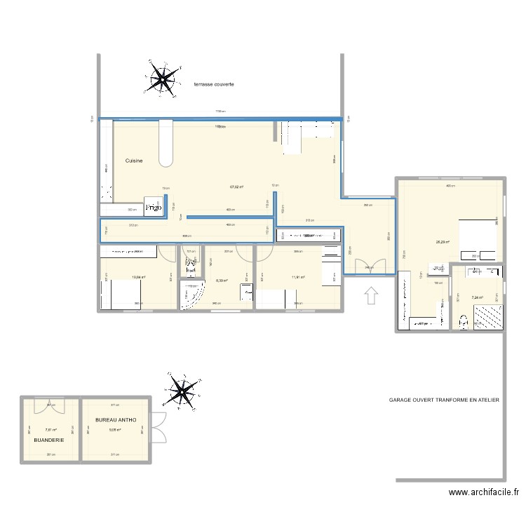 plan maison koé. Plan de 10 pièces et 152 m2