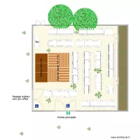 Pavillon des Oliviers implantation 312 personnes tables rectangulaires