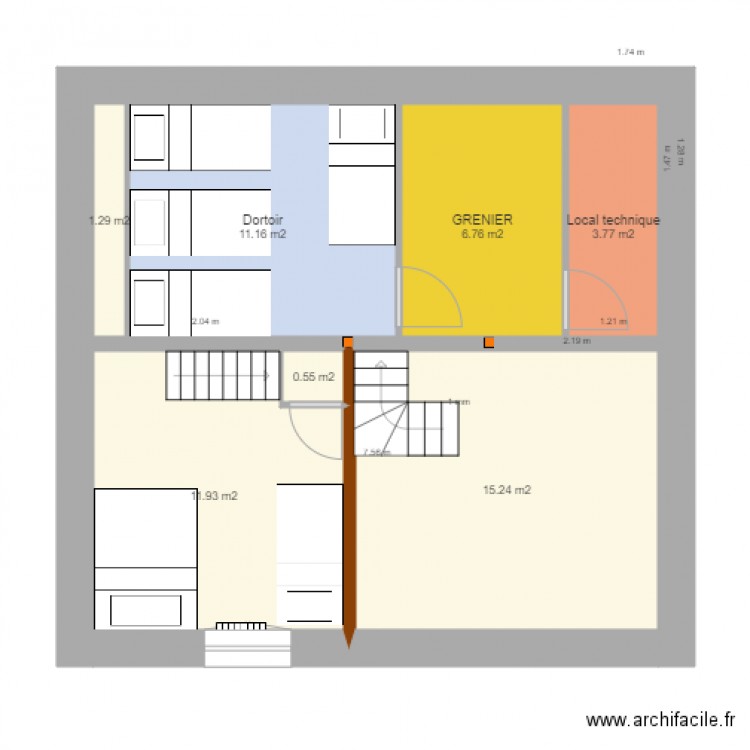 chambre mezzanine V44 du 10 mai . Plan de 0 pièce et 0 m2