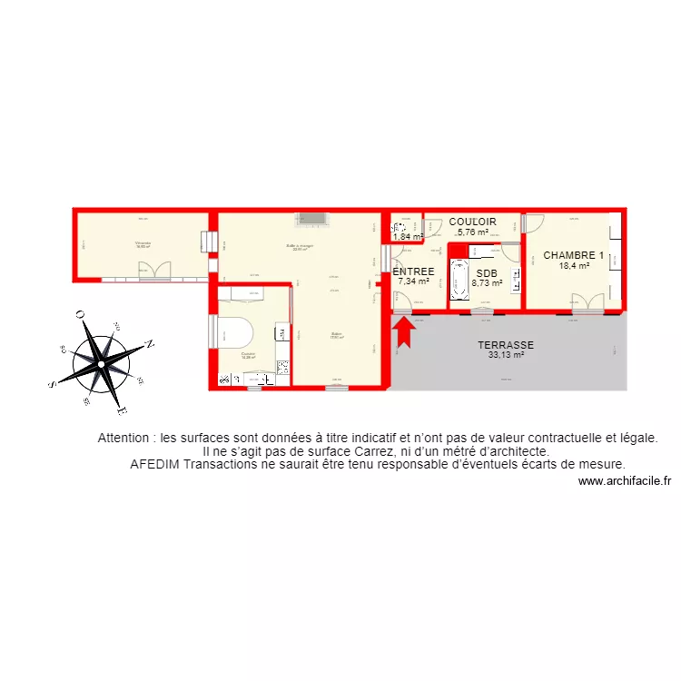 BI 7086 RDC. Plan de 