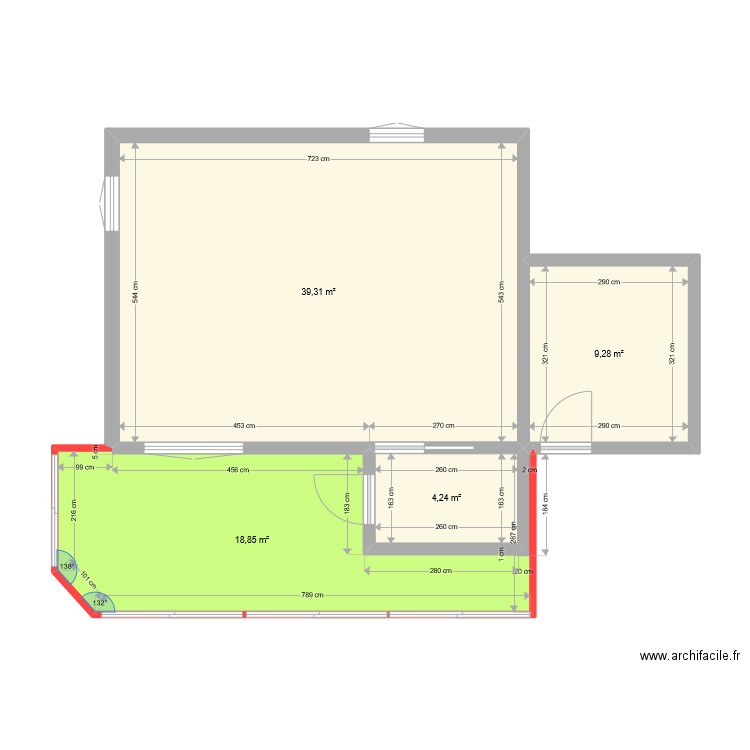 chalet projet 1. Plan de 4 pièces et 72 m2