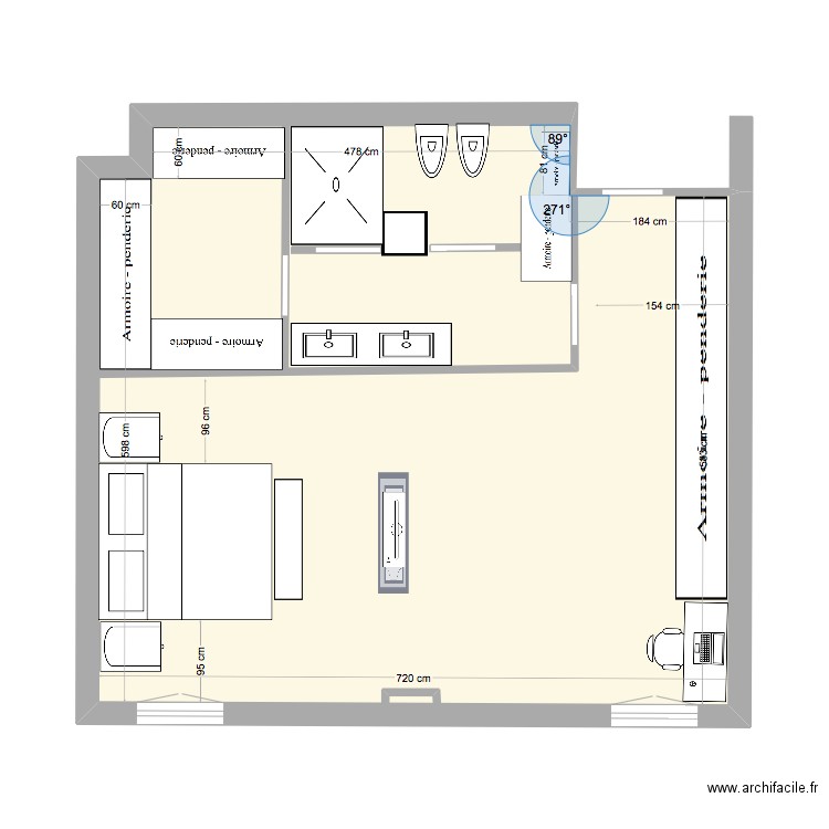 curra suite Final. Plan de 1 pièce et 46 m2