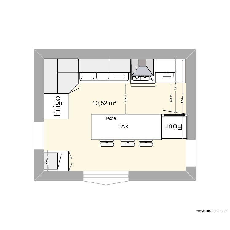 Cuisine 1. Plan de 1 pièce et 11 m2