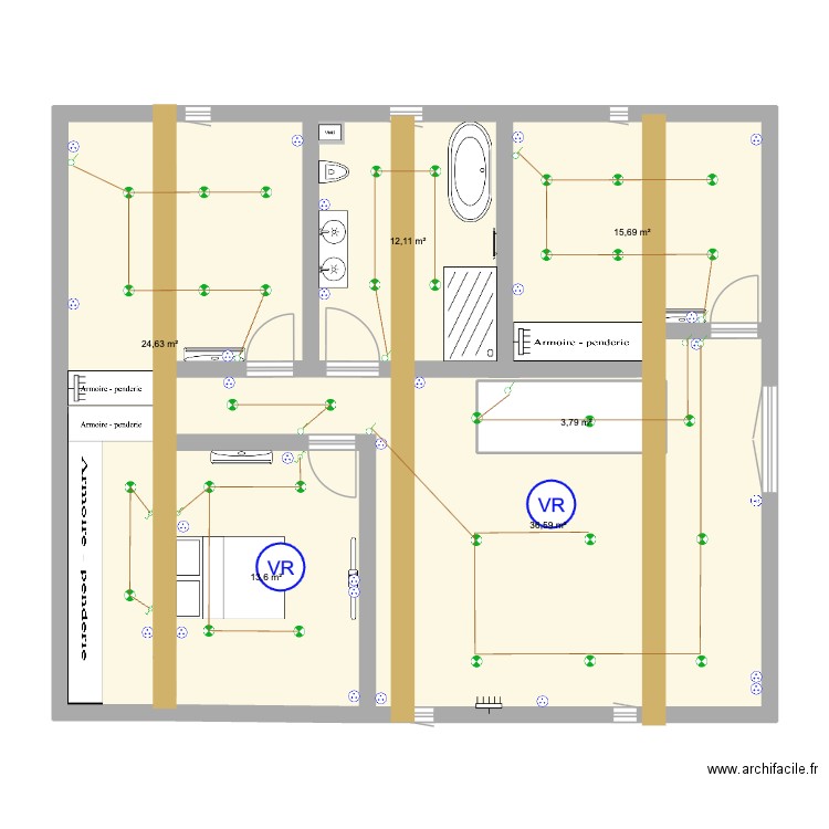 Chambre 3. Plan de 6 pièces et 110 m2