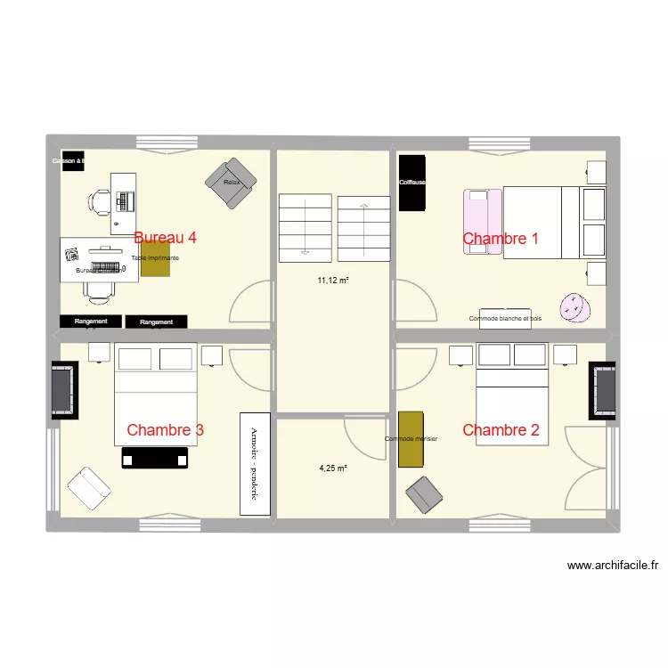 Plan 1 étage1. Plan de 6 et 71 m² Plan 1 étage1. Plan de 6 et 71 m²