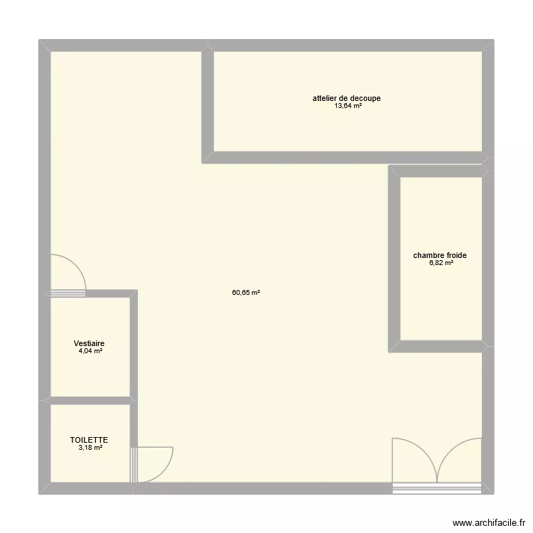 attelier. Plan de 5  et 88 m²