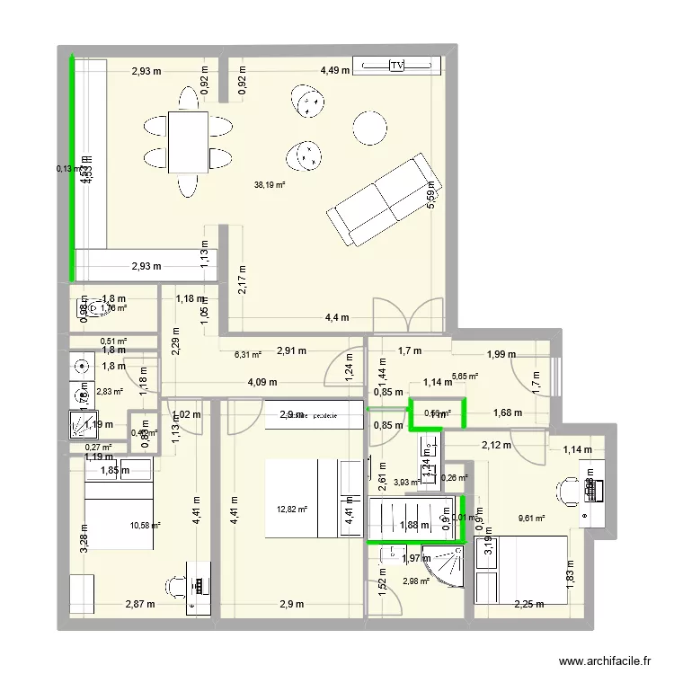 Appart Bl Lelasseur - Monique. Plan de 
