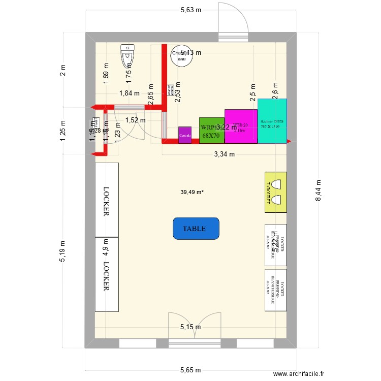 PROJET LAVERIE ME RAYMONDEAU. Plan de 2 pièces et 40 m2