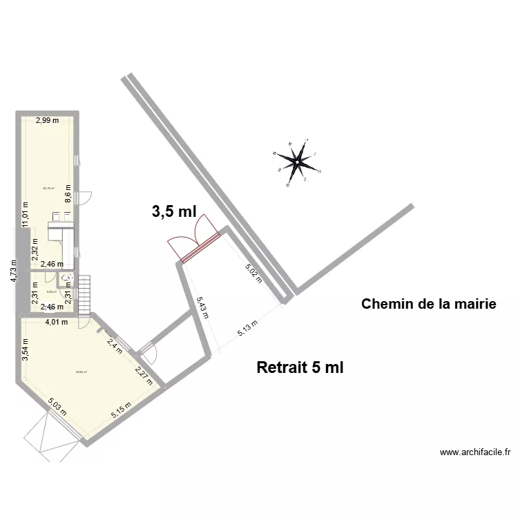 plan chemin de la mairie ouverture avec retrait. Plan de plan chemin de la mairie ouverture avec retrait. Plan de