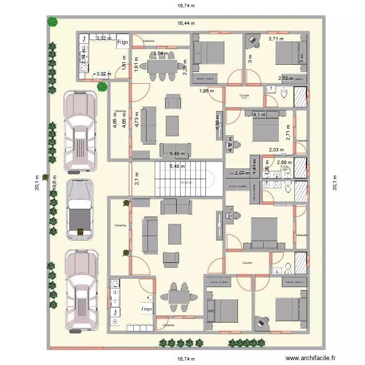 Maitre DB - plan r+1 02 apparts t4 am&eacute;nagement MALI. Plan de 