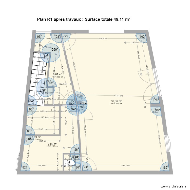 PAMIERS3 RDC avant travaux. Plan de 0 pièce et 0 m2