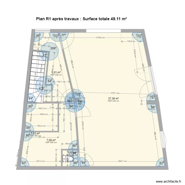 PAMIERS3 RDC avant travaux. Plan de 