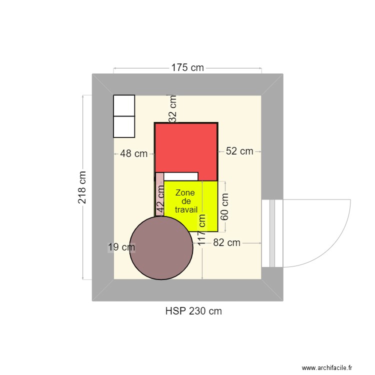 gadaud. Plan de 1 pièce et 4 m2