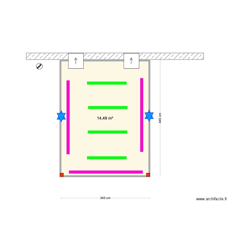 Milene Silva. Plan de 1 pièce et 14 m2