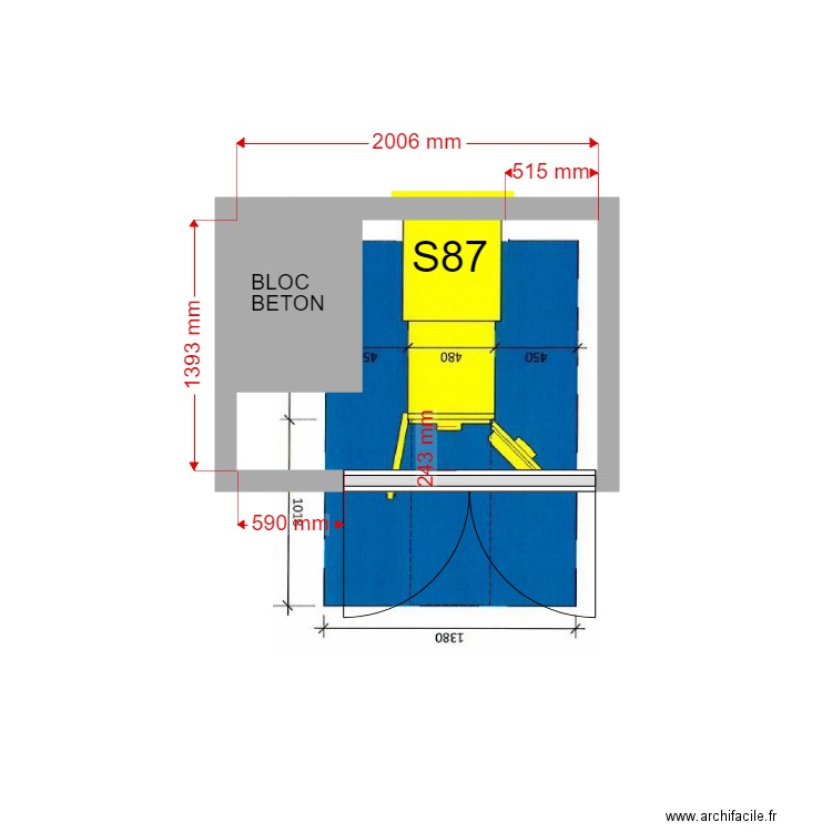 PLAN PROJET S 87 CAGNES SUR MER. Plan de 1 pièce et 3 m2