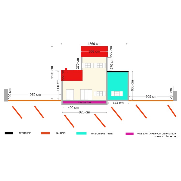 FACADE OUEST. Plan de 0 pièce et 0 m2