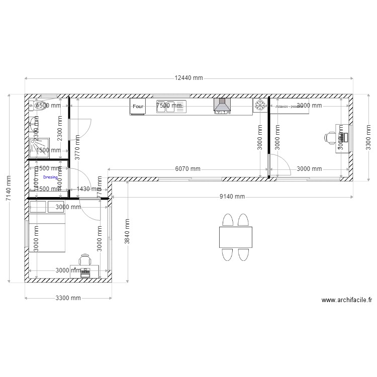 ELO 10. Plan de 5 pièces et 47 m2