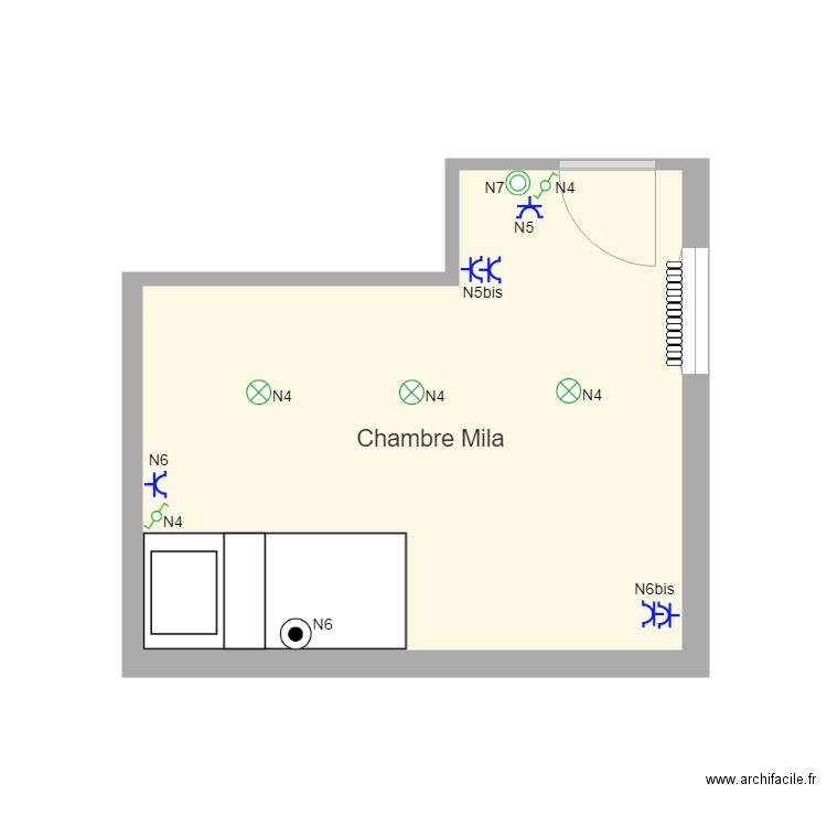 Chambre Mila électricité réel. Plan de 0 pièce et 0 m2