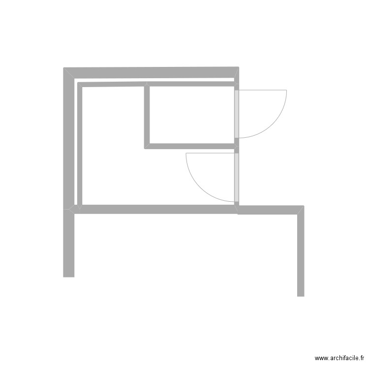 sdb-wc rdc. Plan de 3 pièces et 4 m2