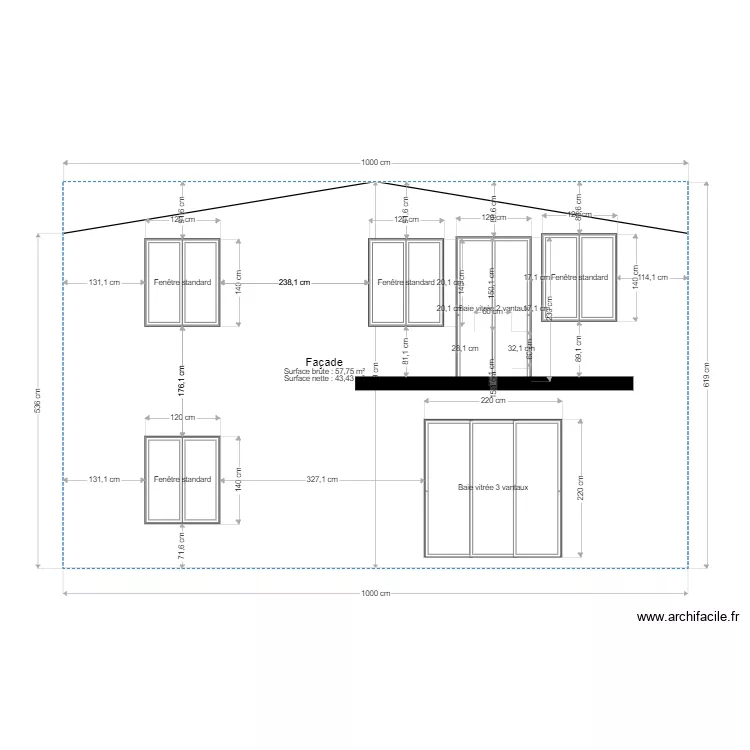 facade cour face. Plan de facade cour face. Plan de