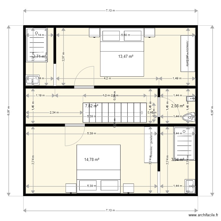 chambre gite 3 meublé. Plan de 0 pièce et 0 m2