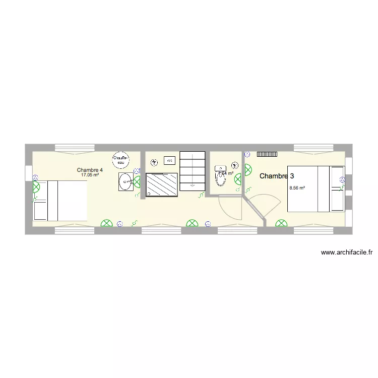 Quettehou 2&egrave;me &eacute;tage 26 avril 2018. Plan de 