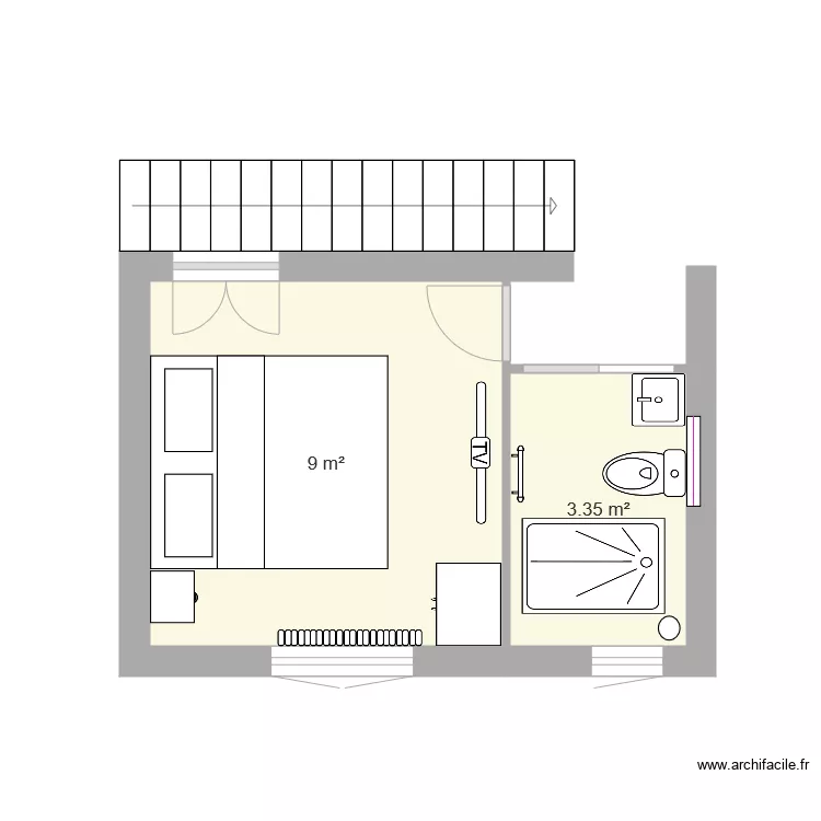chambre 9m2 SDDouche 120x80 projet. Plan de chambre 9m2 SDDouche 120x80 projet. Plan de