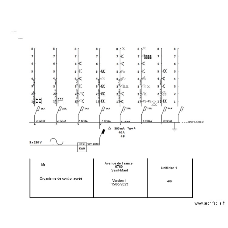 Unifilaire 1. Plan de 0 pièce et 0 m2