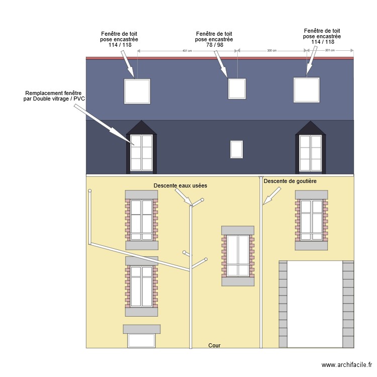 Facade Cour Pipon. Plan de 0 pièce et 0 m2