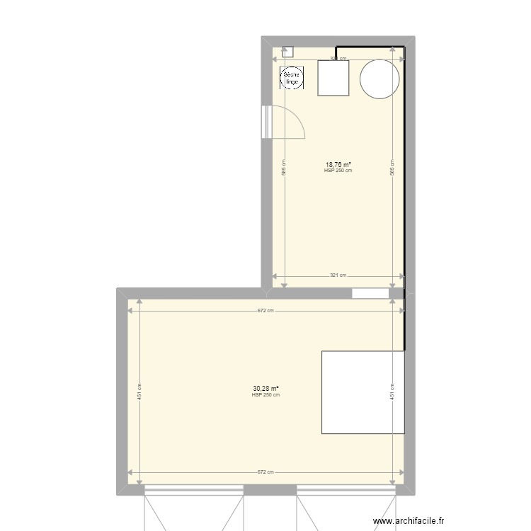 de lestang. Plan de 2 pièces et 49 m2